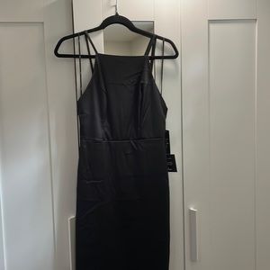 Black satin backless dress